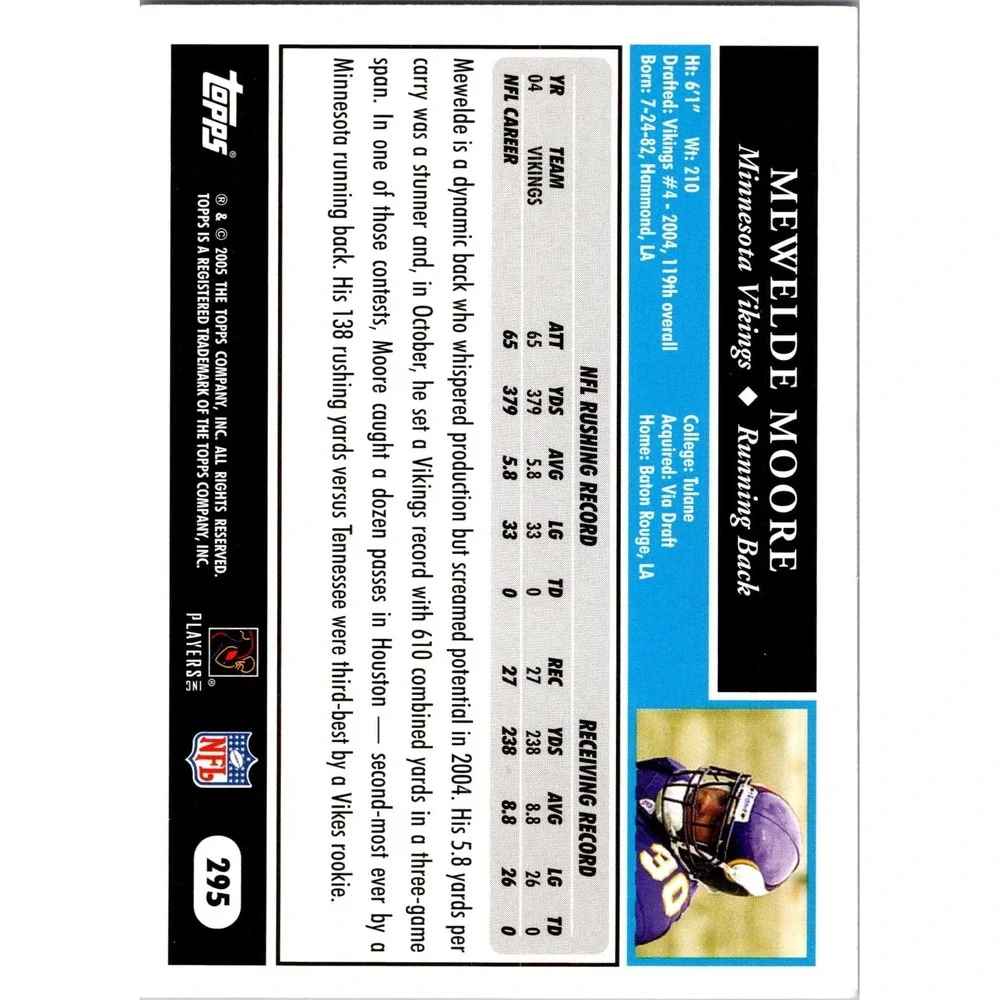 Mewelde‎ Moore 2005 Topps 1st Edition #295 Minnesota Vikings